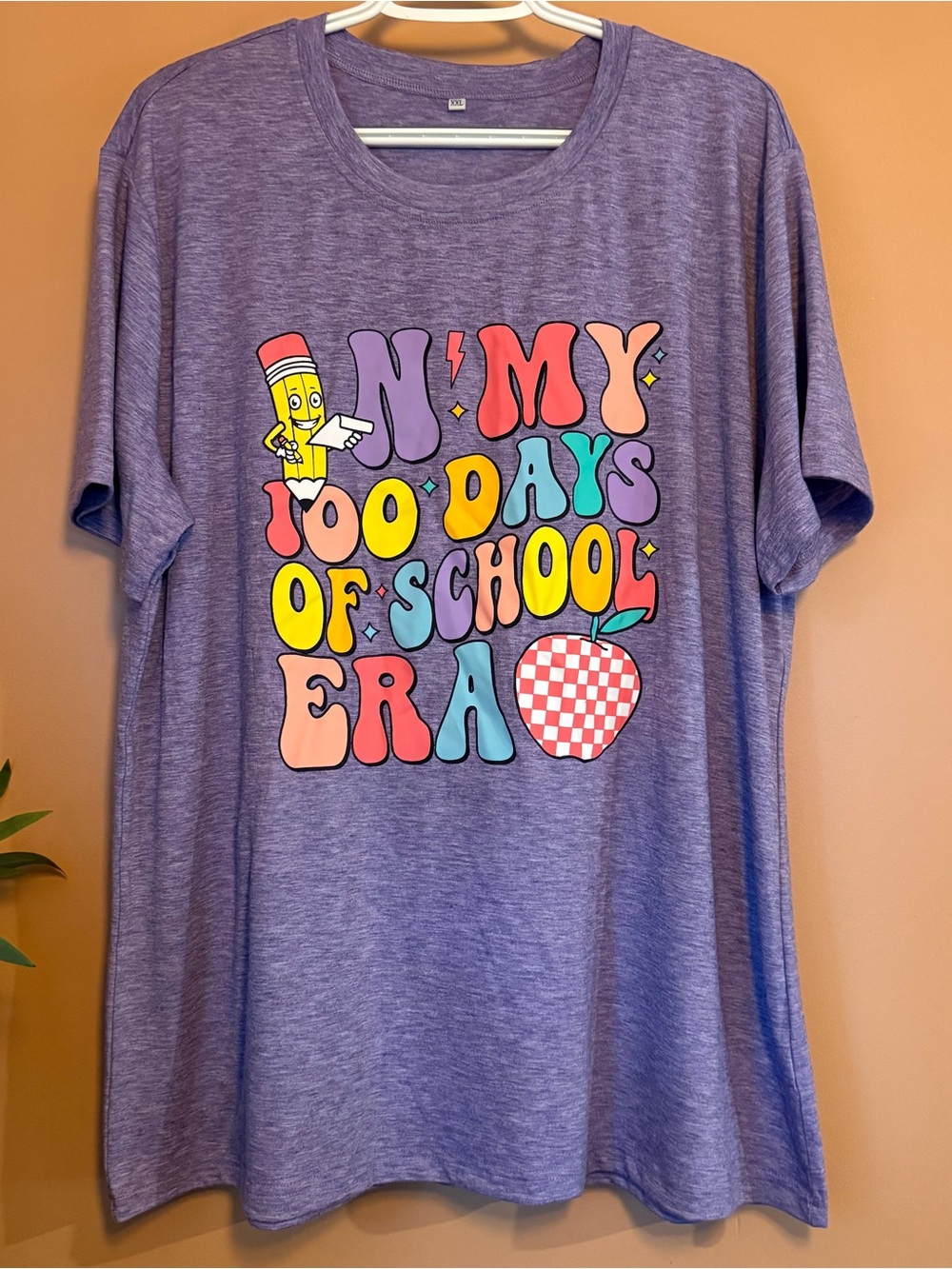 100 Days Of School Teacher Shirt Womens XXL Purple Graphic Tee NWOT